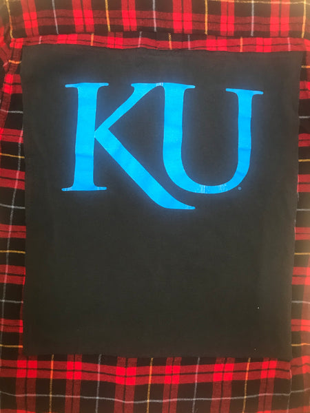 Kansas Jayhawks SMALL T-shirt backed flannel
