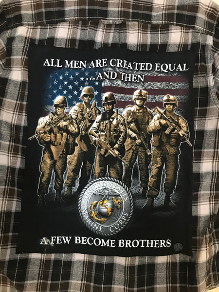 Marines MEDIUM  US Marine Corps T-Shirt Backed Flannel