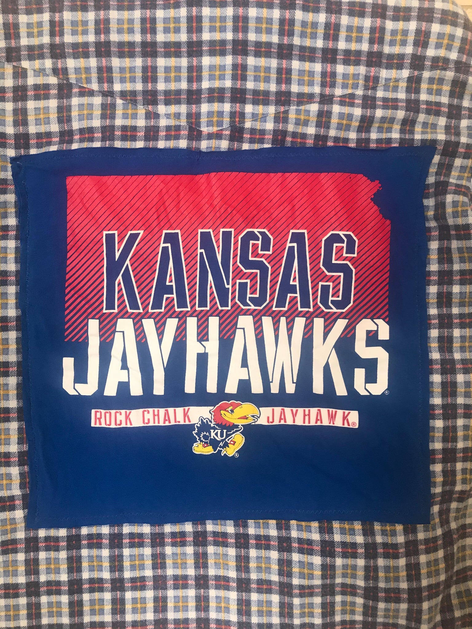 Kansas Jayhawks LARGE T-shirt backed flannel