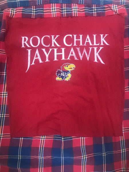 Kansas Jayhawks LARGE T-shirt backed flannel