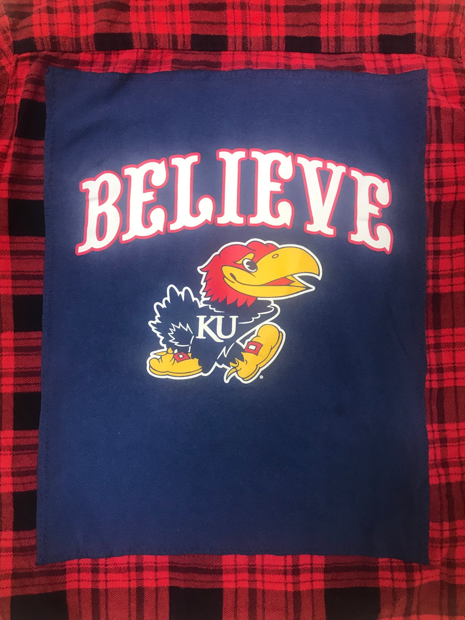 Kansas Jayhawks MEDIUM T-shirt backed flannel