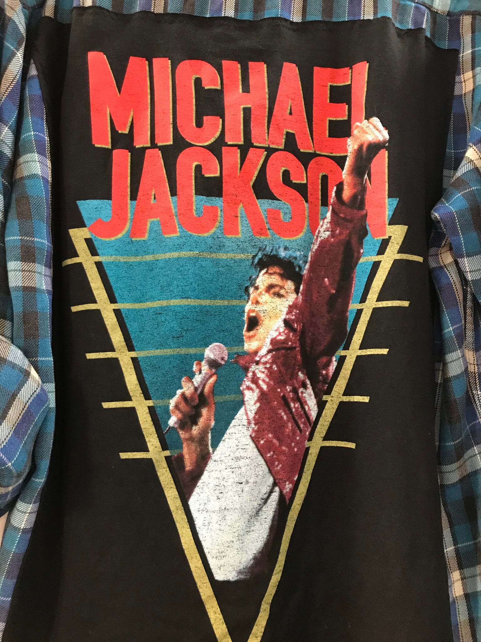Rock Michael Jackson MEDIUM 1980s Michael Jackson T-Shirt Backed Flannel