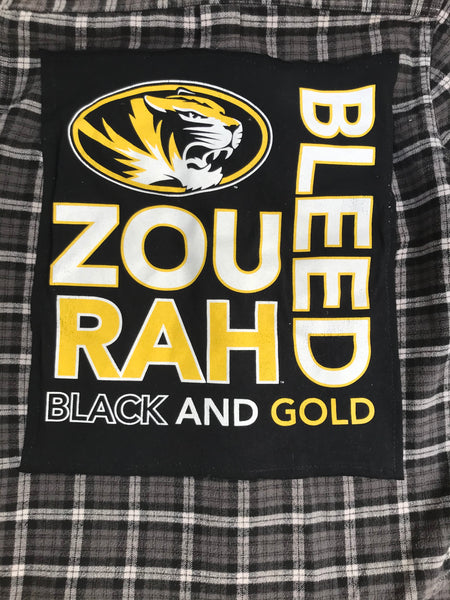 Missouri MEDIUM Mizzou T-shirt backed flannel