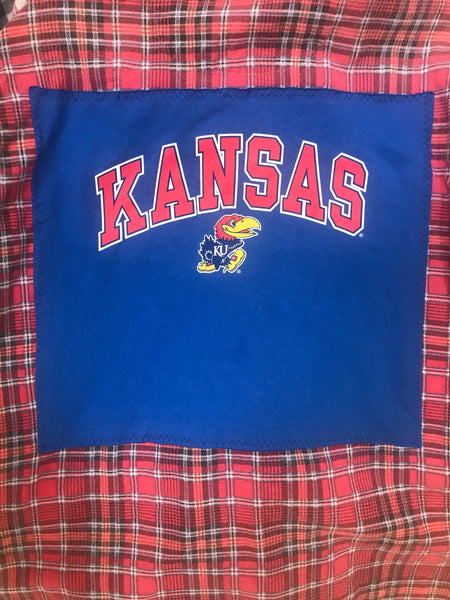 Kansas Jayhawks MEDIUM T-shirt backed flannel