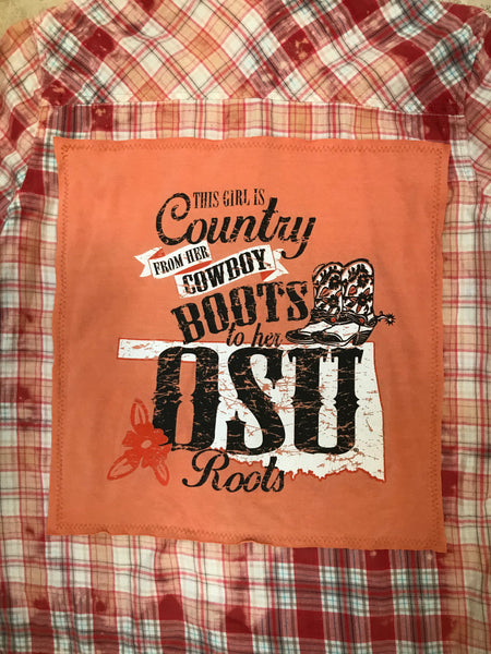 OSU SMALL Oklahoma State T-Shirt Backed Flannel