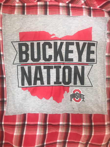 Ohio State LARGE T-shirt backed flannel